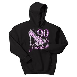 Fabulous & 90 Sparkly Shiny Heel 90th Birthday Kids Hoodie