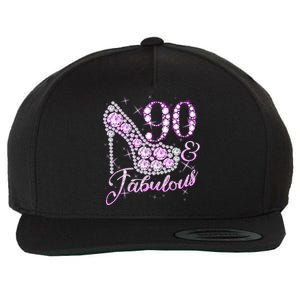 Fabulous & 90 Sparkly Shiny Heel 90th Birthday Wool Snapback Cap