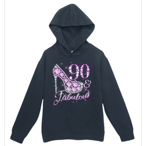 Fabulous & 90 Sparkly Shiny Heel 90th Birthday Urban Pullover Hoodie