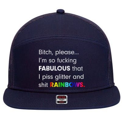 Fabulous Glitter And Rainbows Funny Gay Pride 7 Panel Mesh Trucker Snapback Hat