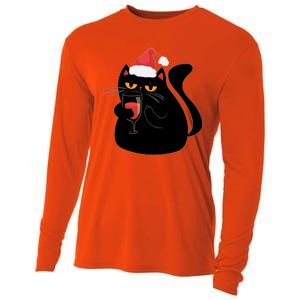 Funny Anti Christmas Drinking Grumpy Cat Flipping Bird Cooling Performance Long Sleeve Crew