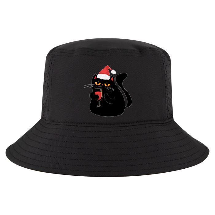 Funny Anti Christmas Drinking Grumpy Cat Flipping Bird Cool Comfort Performance Bucket Hat