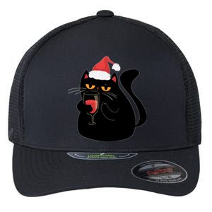 Funny Anti Christmas Drinking Grumpy Cat Flipping Bird Flexfit Unipanel Trucker Cap