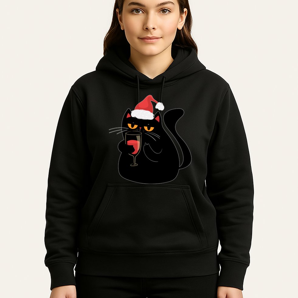 Funny Anti Christmas Drinking Grumpy Cat Flipping Bird Hoodie