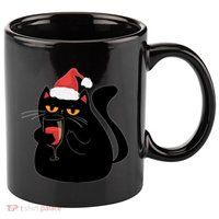 Funny Anti Christmas Drinking Grumpy Cat Flipping Bird 11oz C Handle Ceramic Mug