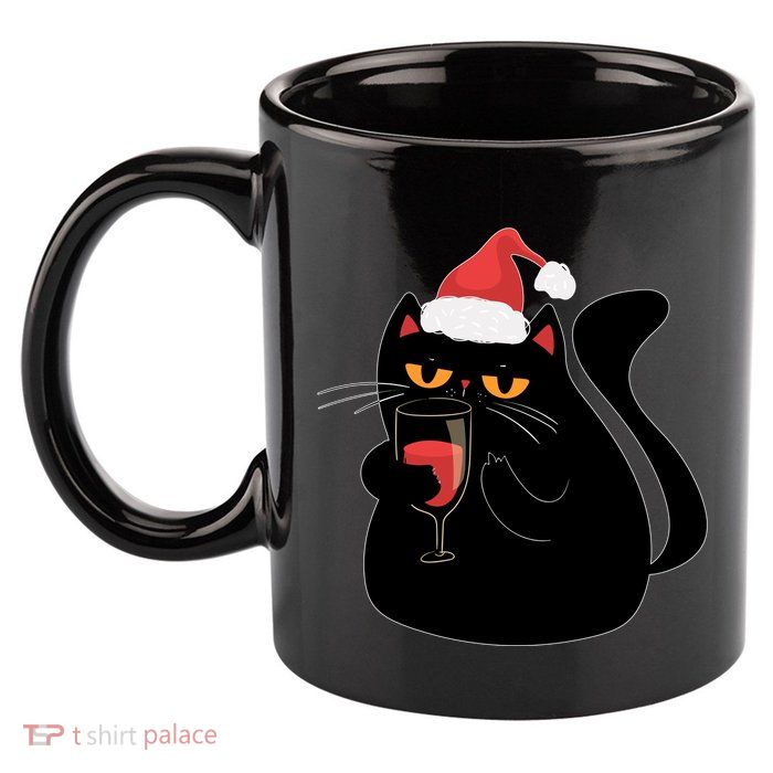 Funny Anti Christmas Drinking Grumpy Cat Flipping Bird 11oz C Handle Ceramic Mug