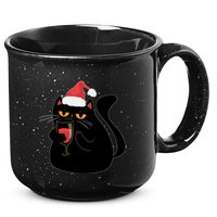 Funny Anti Christmas Drinking Grumpy Cat Flipping Bird 15oz Campfire Ceramic Mug