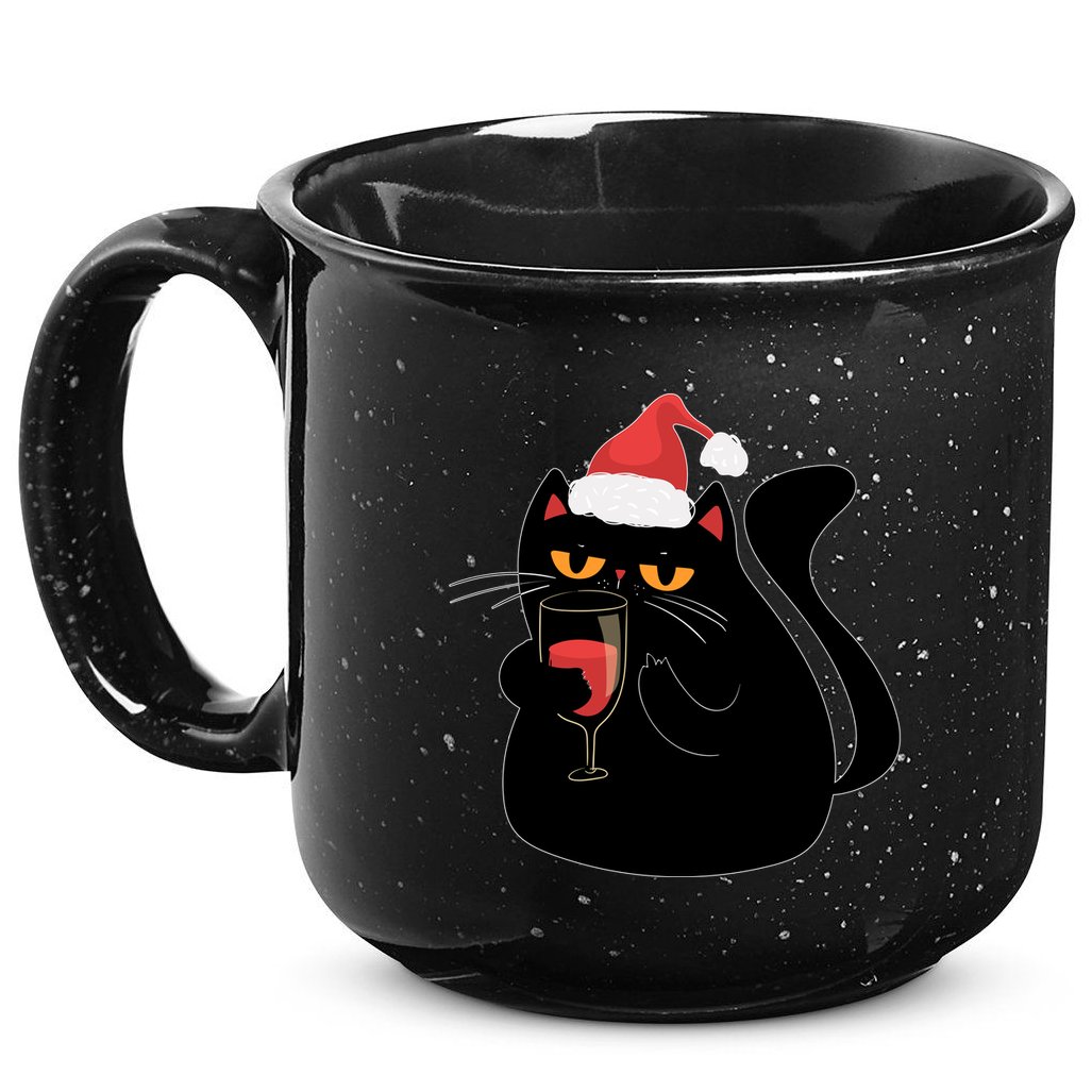Funny Anti Christmas Drinking Grumpy Cat Flipping Bird 15oz Campfire Ceramic Mug