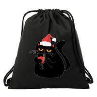Funny Anti Christmas Drinking Grumpy Cat Flipping Bird Drawstring Bag