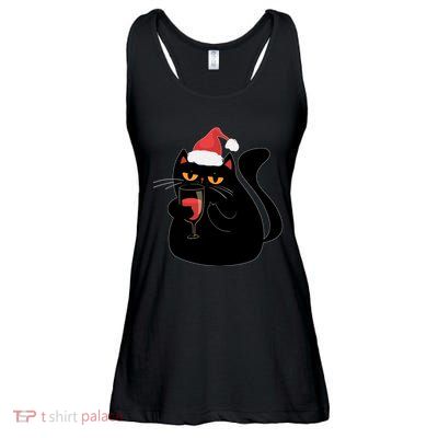 Funny Anti Christmas Drinking Grumpy Cat Flipping Bird Ladies Essential Flowy Tank