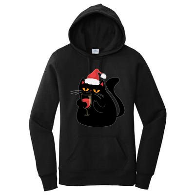 Funny Anti Christmas Drinking Grumpy Cat Flipping Bird Women's Pullover Hoodie