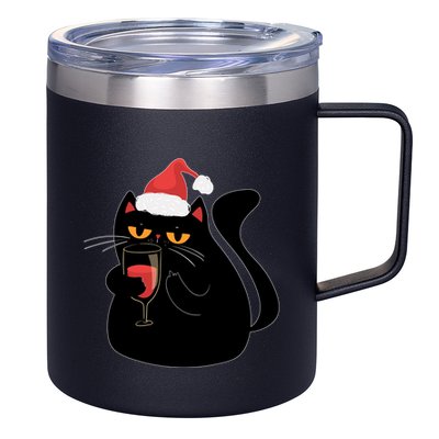 Funny Anti Christmas Drinking Grumpy Cat Flipping Bird 12oz Stainless Steel Coffee Mug