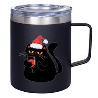 Funny Anti Christmas Drinking Grumpy Cat Flipping Bird 12oz Stainless Steel Coffee Mug