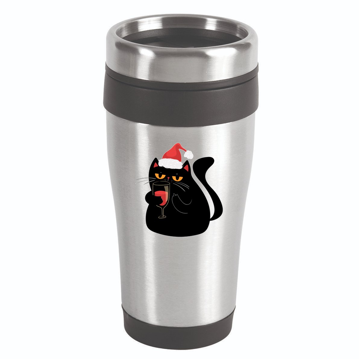 Funny Anti Christmas Drinking Grumpy Cat Flipping Bird 16oz Travel Tumbler