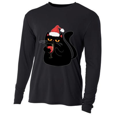 Funny Anti Christmas Drinking Grumpy Cat Flipping Bird Cooling Performance Long Sleeve Crew