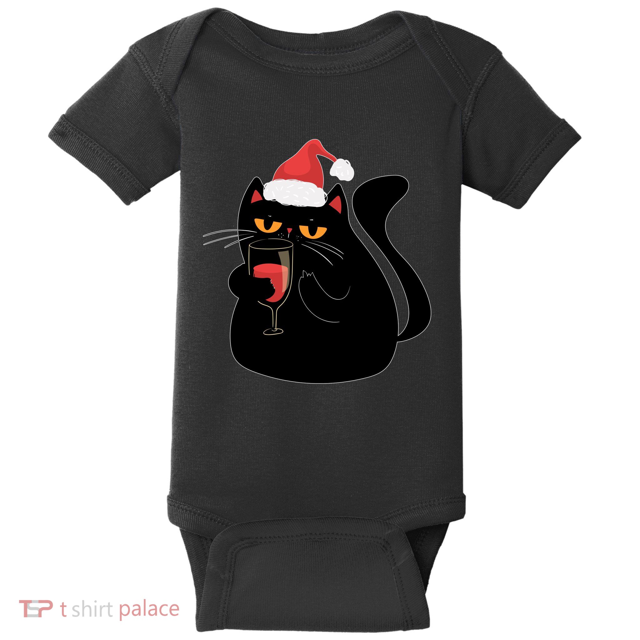 Funny Anti Christmas Drinking Grumpy Cat Flipping Bird Baby Bodysuit