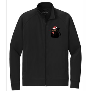 Funny Anti Christmas Drinking Grumpy Cat Flipping Bird Stretch Full-Zip Cadet Jacket