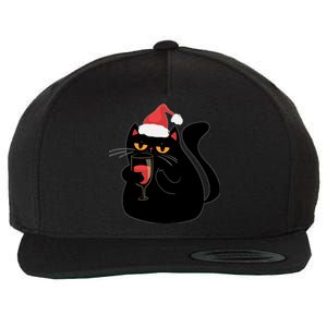 Funny Anti Christmas Drinking Grumpy Cat Flipping Bird Wool Snapback Cap