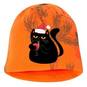 Funny Anti Christmas Drinking Grumpy Cat Flipping Bird Kati - Camo Knit Beanie