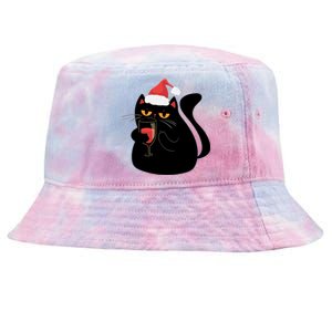 Funny Anti Christmas Drinking Grumpy Cat Flipping Bird Tie-Dyed Bucket Hat