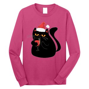 Funny Anti Christmas Drinking Grumpy Cat Flipping Bird Long Sleeve Shirt