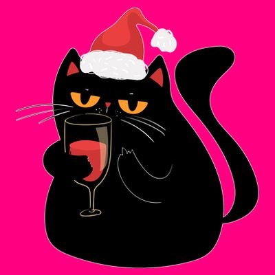 Funny Anti Christmas Drinking Grumpy Cat Flipping Bird T-Shirt
