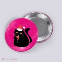 Funny Anti Christmas Drinking Grumpy Cat Flipping Bird Button