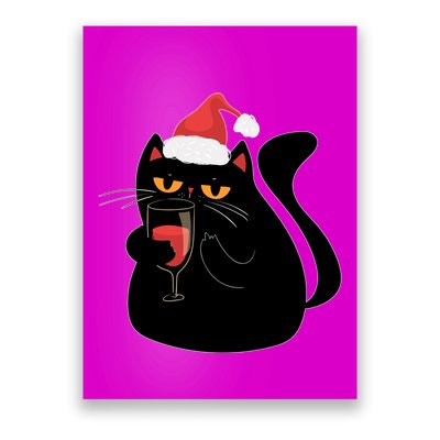 Funny Anti Christmas Drinking Grumpy Cat Flipping Bird Poster