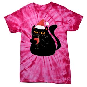 Funny Anti Christmas Drinking Grumpy Cat Flipping Bird Tie-Dye T-Shirt