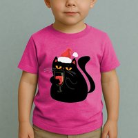 Funny Anti Christmas Drinking Grumpy Cat Flipping Bird Toddler T-Shirt