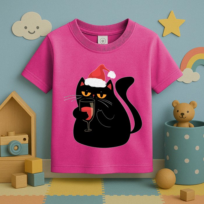 Funny Anti Christmas Drinking Grumpy Cat Flipping Bird Toddler T-Shirt