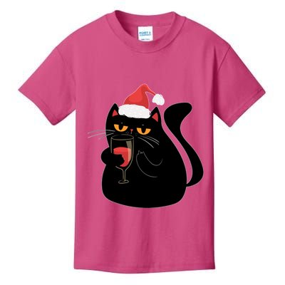 Funny Anti Christmas Drinking Grumpy Cat Flipping Bird Kids T-Shirt