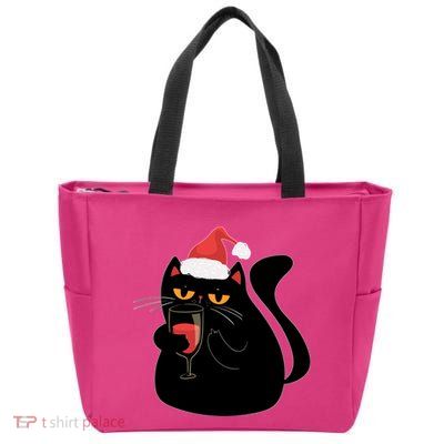 Funny Anti Christmas Drinking Grumpy Cat Flipping Bird Zip Tote Bag