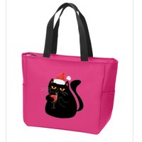 Funny Anti Christmas Drinking Grumpy Cat Flipping Bird Zip Tote Bag