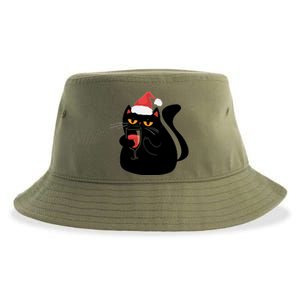 Funny Anti Christmas Drinking Grumpy Cat Flipping Bird Sustainable Bucket Hat