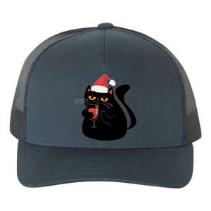 Funny Anti Christmas Drinking Grumpy Cat Flipping Bird Yupoong Adult 5-Panel Trucker Hat