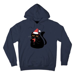 Funny Anti Christmas Drinking Grumpy Cat Flipping Bird Hoodie