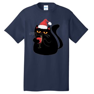 Funny Anti Christmas Drinking Grumpy Cat Flipping Bird Tall T-Shirt