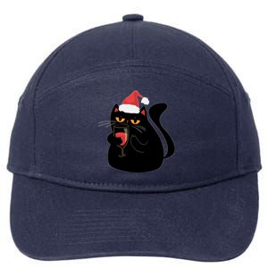 Funny Anti Christmas Drinking Grumpy Cat Flipping Bird 7-Panel Snapback Hat