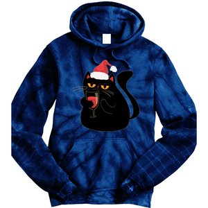 Funny Anti Christmas Drinking Grumpy Cat Flipping Bird Tie Dye Hoodie