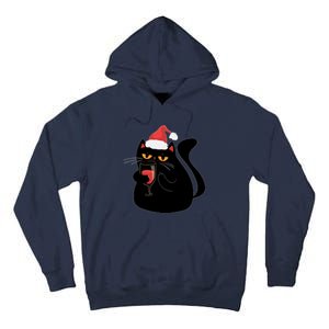 Funny Anti Christmas Drinking Grumpy Cat Flipping Bird Tall Hoodie