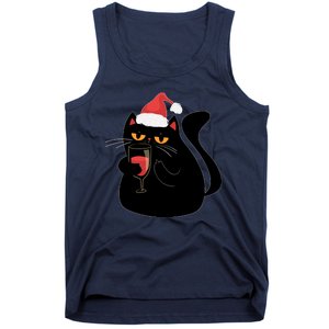 Funny Anti Christmas Drinking Grumpy Cat Flipping Bird Tank Top