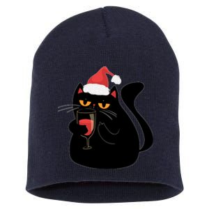 Funny Anti Christmas Drinking Grumpy Cat Flipping Bird Short Acrylic Beanie