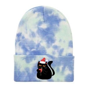 Funny Anti Christmas Drinking Grumpy Cat Flipping Bird Tie Dye 12in Knit Beanie