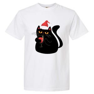 Funny Anti Christmas Drinking Grumpy Cat Flipping Bird Garment-Dyed Heavyweight T-Shirt