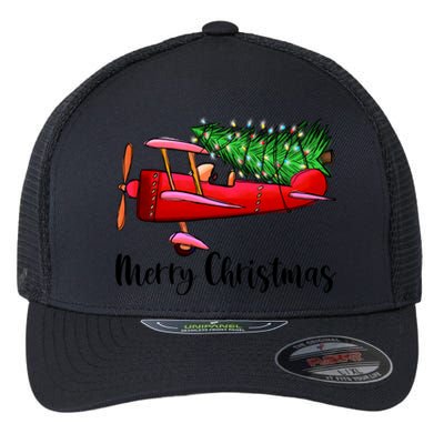 Funny Airplane Christmas Light Tree Airplane Pajama Xmas Great Gift Flexfit Unipanel Trucker Cap