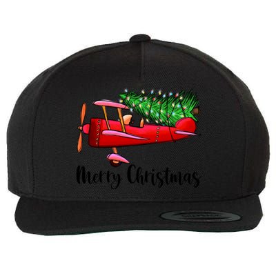 Funny Airplane Christmas Light Tree Airplane Pajama Xmas Great Gift Wool Snapback Cap