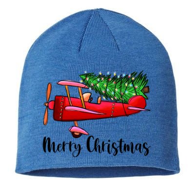 Funny Airplane Christmas Light Tree Airplane Pajama Xmas Great Gift Sustainable Beanie