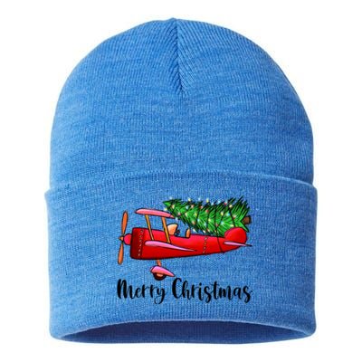 Funny Airplane Christmas Light Tree Airplane Pajama Xmas Great Gift Sustainable Knit Beanie