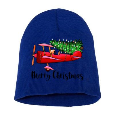 Funny Airplane Christmas Light Tree Airplane Pajama Xmas Great Gift Short Acrylic Beanie